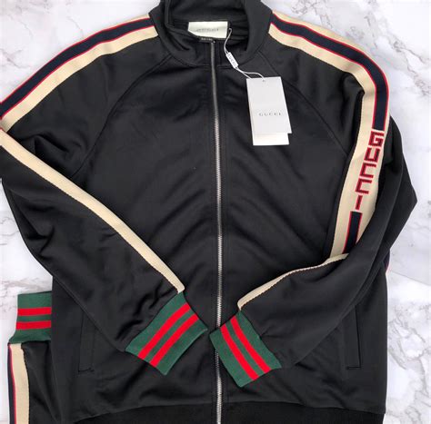 retro black gucci silk track suit|gucci black jacket.